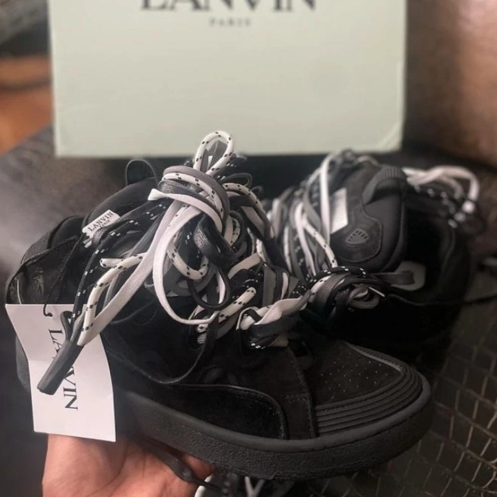 Lanvins size 10.5 black,white, and gray